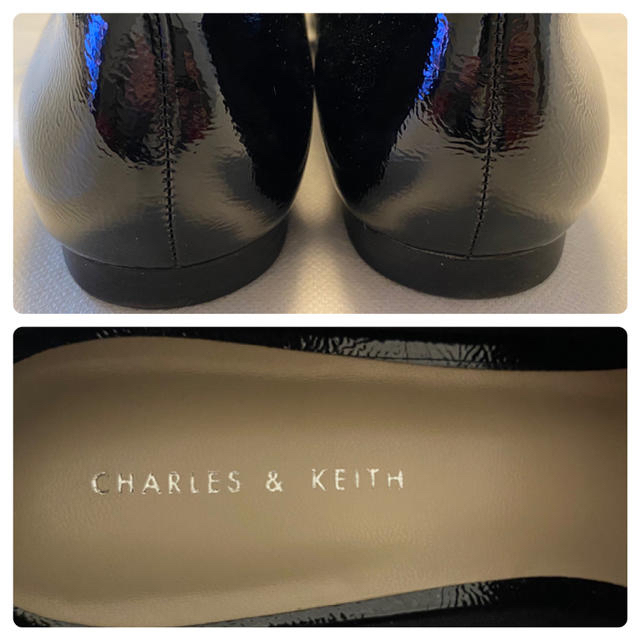 Charles and Keith(チャールズアンドキース)のチャールズアンドキース ローファー パンプス ブラック エナメル 24.5 レディースの靴/シューズ(ローファー/革靴)の商品写真