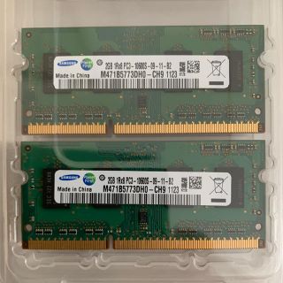 サムスン(SAMSUNG)のDDR3メモリ2GB＊2枚　PC3-10600S-09-11-B2(PCパーツ)