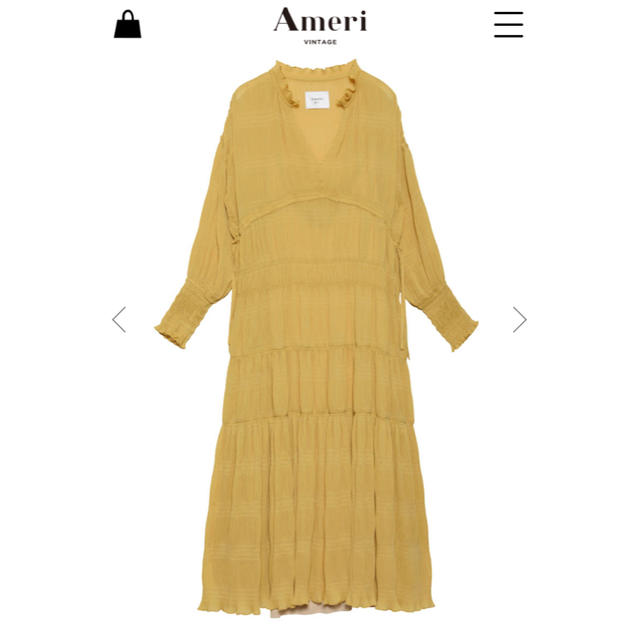 Ameri SHIRRING PLEATS DRESS ロングワンピース