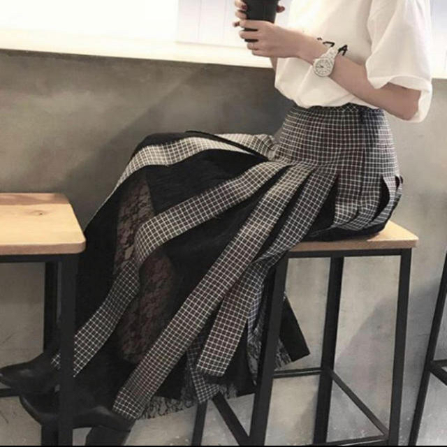 IRENE Woven Check Lace Skirt チェックスカート