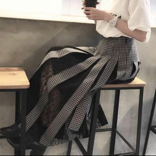 ルシェルブルー(LE CIEL BLEU)のIRENE Woven Check Lace Skirt チェックスカート(ロングスカート)