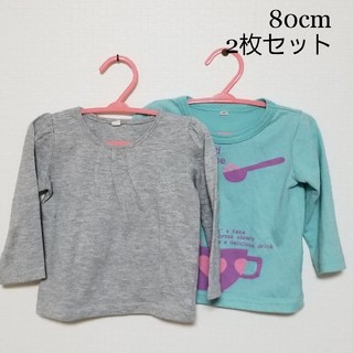 ニシマツヤ(西松屋)の長袖Tシャツ 2枚セット 80cm 女の子(Ｔシャツ)