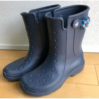 クロックス(crocs)のクロックス　長靴　紺　レインブーツ　23cm(レインブーツ/長靴)