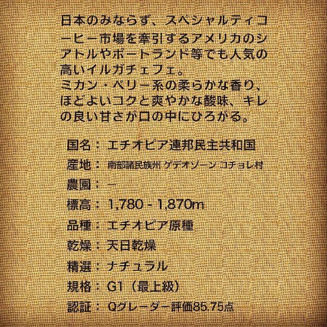 モカ エチオピア イルガチェフェG1 ナチュラル 200g 食品/飲料/酒の飲料(コーヒー)の商品写真