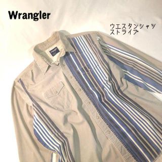 ラングラー(Wrangler)のラングラー Wrangler ストライプ ウエスタンシャツ グレー ビッグサイズ(シャツ)