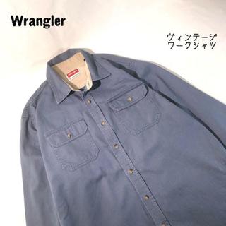 ラングラープレミアムライン(Wrangleｒ PREMIUM LINE)のラングラー Wrangler ヴィンテージ ワークシャツ ブルー ビッグ(シャツ)