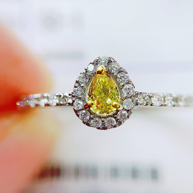 ★一粒0.148ct★ファンシーイエロー✨ダイヤモンドプラチナリング指輪 レディースのアクセサリー(リング(指輪))の商品写真