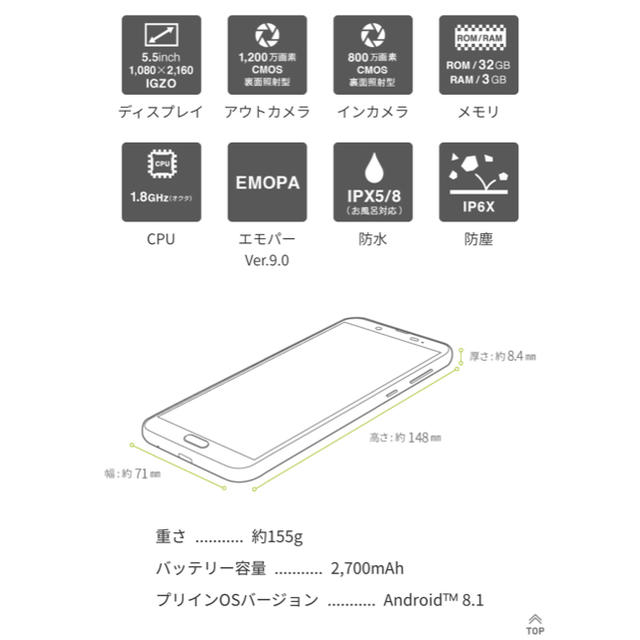 新品未開封 SHARP AQUOS sense2 SH-M08 ホワイトシルバー