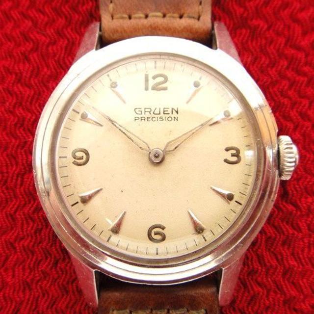 貴重☆1950's グリュエン スイス製 17石 手巻きアンティーク腕時計 www