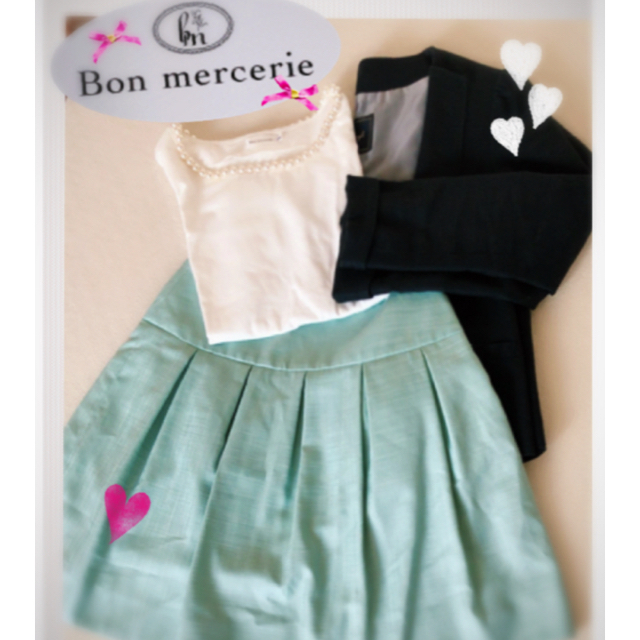 Bon mercerie(ボンメルスリー)のBon mercerie アナトリエ　グリーン　スカート　美品　クリーニング済み レディースのスカート(ひざ丈スカート)の商品写真