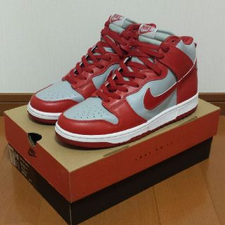 ナイキ(NIKE)の1999 NIKE DUNK HIGH LE (灰×赤)US10(スニーカー)