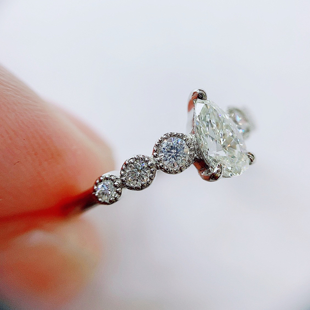 ★0.518ct★✨中宝H,SI-1ダイヤモンド&0.21ctプラチナリング指輪