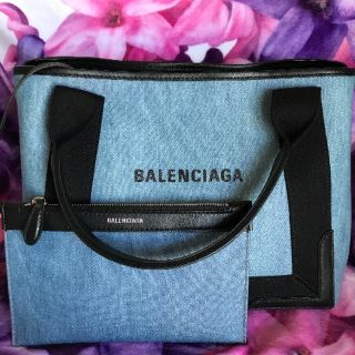 バレンシアガ(Balenciaga)の☆バレンシアガ☆完売・新品・未使用☆ブルーデニム・ネイビーカバS☆ポーチ付き☆(トートバッグ)