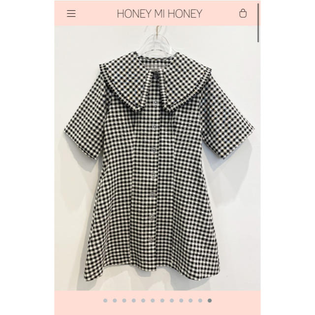 Honey mi Honey(ハニーミーハニー)のHONEY MI HONEY 新作s/s ビッグ襟　チェックワンピース レディースのトップス(シャツ/ブラウス(半袖/袖なし))の商品写真