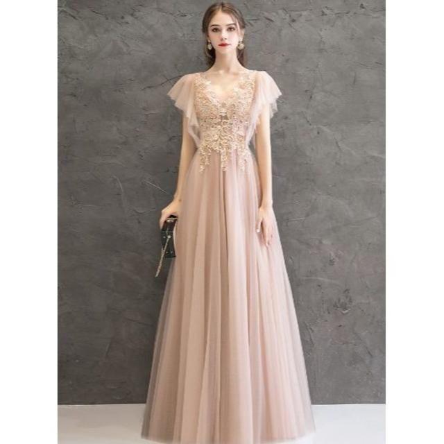 美品！ イブニングドレス ピンク ロング エレガント 可愛い 優雅なシルエットロングドレス
