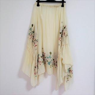 センソユニコ(Sensounico)のUSED センソユニコ i+muイム ふんわりガーゼ素材風の刺繍オーバースカート(ひざ丈スカート)