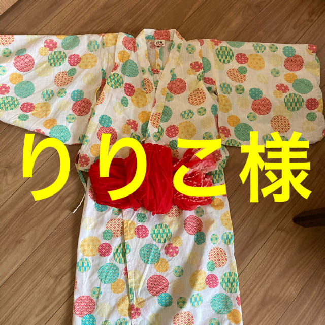 JUNK STORE(ジャンクストアー)の【可愛い♪】女の子　浴衣　130cm  3点セット　帯付きおまけ♡ 調節可♪ キッズ/ベビー/マタニティのキッズ服女の子用(90cm~)(甚平/浴衣)の商品写真