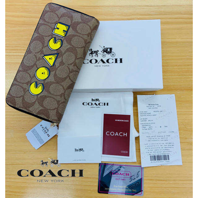 財布COACH 新品 長財布 シグネチャー パックマン コーチロゴプリント