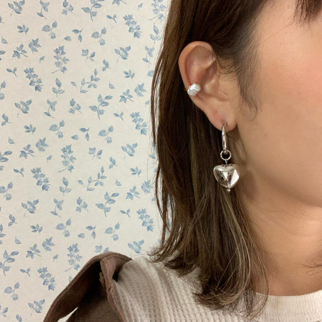 jouetie(ジュエティ)の再∞販 silver heart hoop pierce ハンドメイドのアクセサリー(ピアス)の商品写真