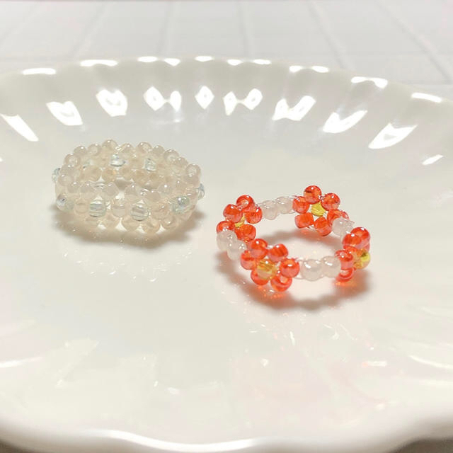 ビーズリング　비즈반지　ハンドメイド　リング  レディースのアクセサリー(リング(指輪))の商品写真