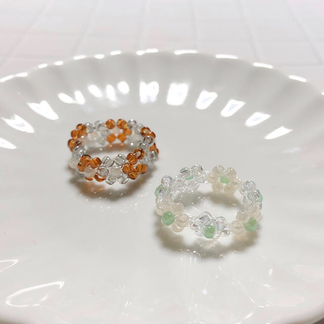 ビーズリング　비즈반지　ハンドメイド　リング ハンドメイドのアクセサリー(リング)の商品写真