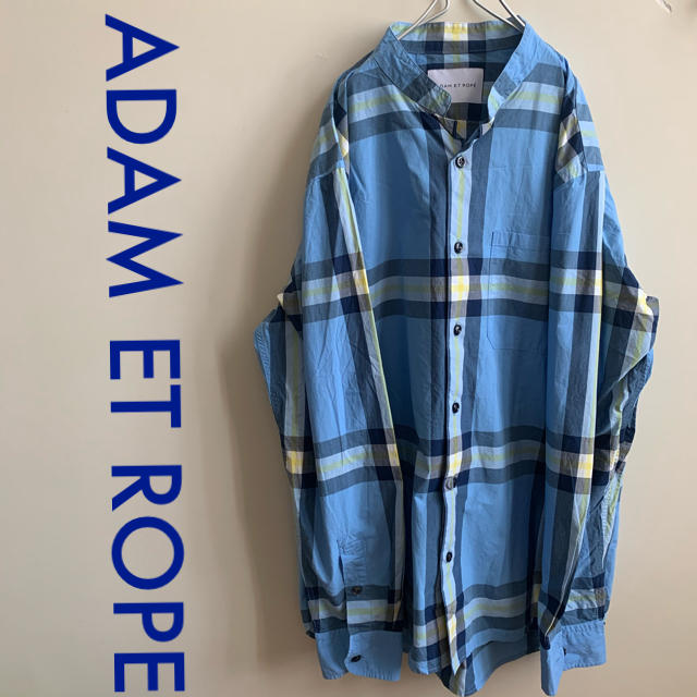 ADAM ET ROPE 18SS マオカラーコットンチェックシャツ