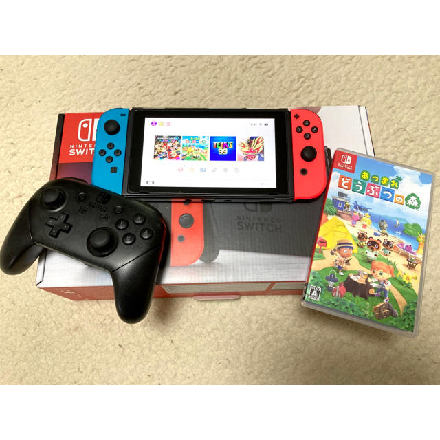 Nintendo Switch 本体＋プロコン＋あつ森他ソフト付家庭用ゲーム機本体