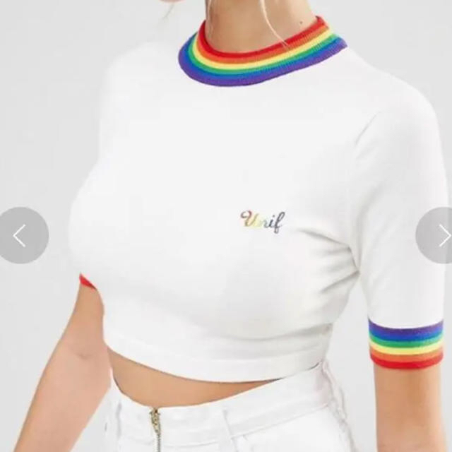 UNIF(ユニフ)のUNIF レインボー ショート丈ニット レディースのトップス(Tシャツ(半袖/袖なし))の商品写真