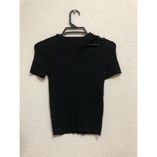 ベルシュカ(Bershka)のベルシュカ　Bershka  黒サマーニット　(カットソー(半袖/袖なし))