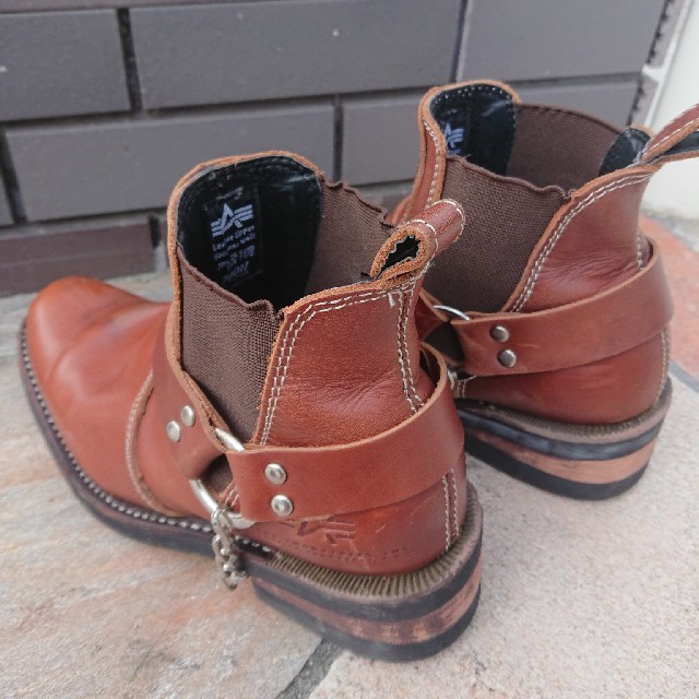 ALPHA INDUSTRIES(アルファインダストリーズ)のALPHA サイドゴアリングブーツ 25.5cm　ブラウン　バイク　ウエスタン メンズの靴/シューズ(ブーツ)の商品写真