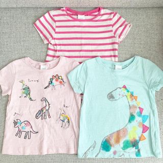 ネクスト(NEXT)のnext 女の子 恐竜 ボーダーTシャツ 3枚セット 2y92cm 90-95 (Tシャツ/カットソー)