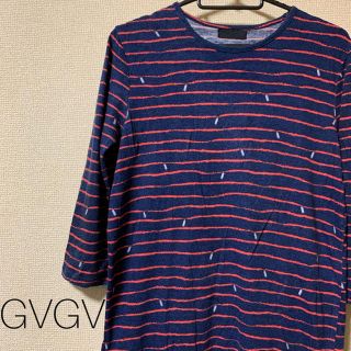 ジーヴィジーヴィ(G.V.G.V.)の【美品】G.V.G.V. 7分袖ボーダーカットワンピース(ひざ丈ワンピース)