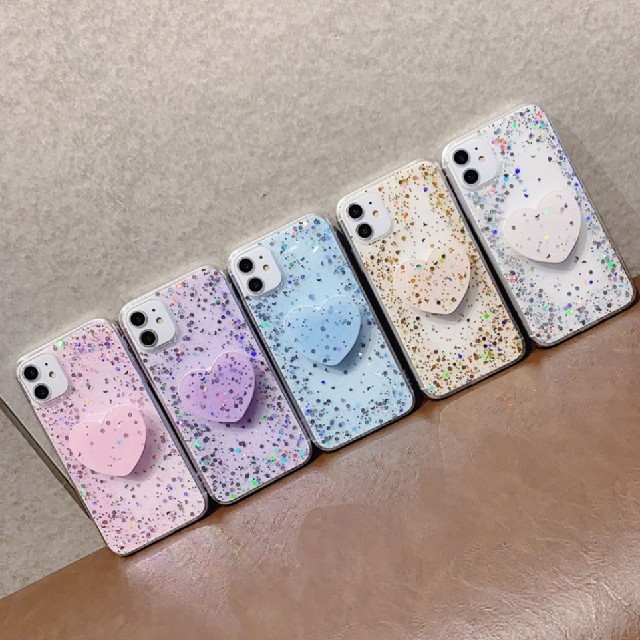 iPhoneケース　ハート　グリッター　スマホリング スマホ/家電/カメラのスマホアクセサリー(iPhoneケース)の商品写真