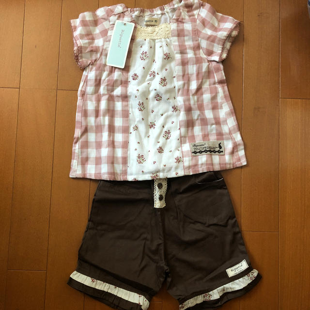 Biquette(ビケット)の新品タグ付き✩.*˚Biquetteセットアップ キッズ/ベビー/マタニティのキッズ服女の子用(90cm~)(Tシャツ/カットソー)の商品写真