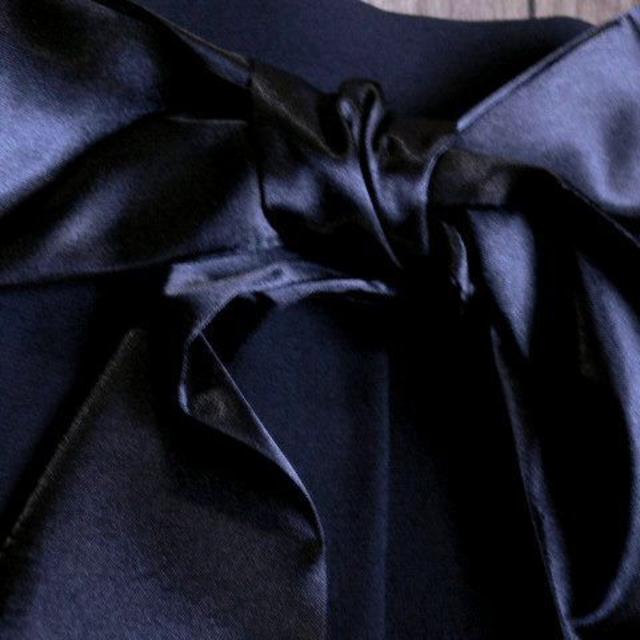 新品15号紺前リボン付き2wayフレアスカート　タキヒョー レディースのスカート(ひざ丈スカート)の商品写真