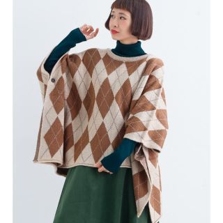 メルロー(merlot)の専用　merlot アーガイル柄ニットポンチョ ブラウン(ポンチョ)