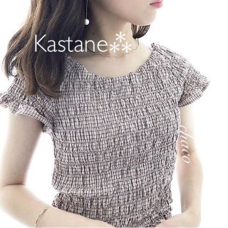 カスタネ(Kastane)の新品⁂タグ【Kastane】2wayシャーリングブラウス チェックシャーリング(シャツ/ブラウス(半袖/袖なし))