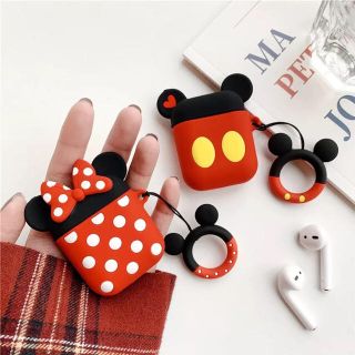 ディズニー(Disney)のAirPods ケース エアーポッズ カバー ミニー　キーホルダー(iPhoneケース)