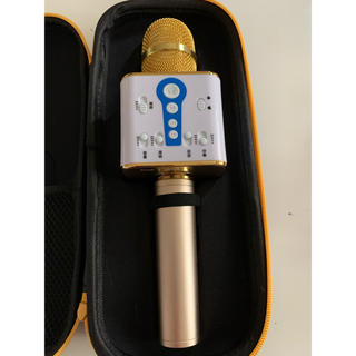 カラオケマイク　ワイヤレス　Bluetooth接続可　USB充電　ゴールド(マイク)