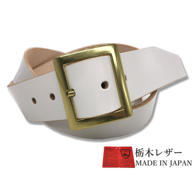 栃木レザーベルト 牛革 本革 メンズ カジュアル 無地 国産 固定サイズ 白 メンズのファッション小物(ベルト)の商品写真
