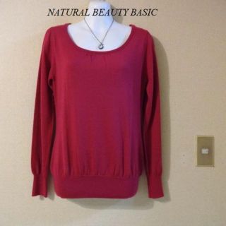 ナチュラルビューティーベーシック(NATURAL BEAUTY BASIC)のタグ付き未使用NATURAL BEAUTY BASIC♡ショッキングピンクニット(ニット/セーター)