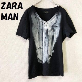 ザラ(ZARA)の【人気】ZARA MAN/ザラマン Vネック半袖Tシャツ デザイン USサイズM(Tシャツ/カットソー(半袖/袖なし))