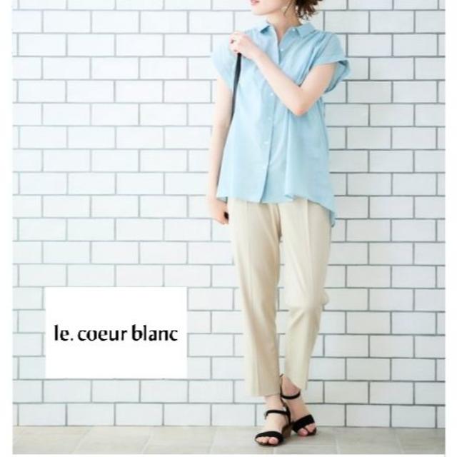 le.coeur blanc(ルクールブラン)の美品 le.coeur blanc コットンギャザー フレンチシャツ M レディースのトップス(シャツ/ブラウス(半袖/袖なし))の商品写真