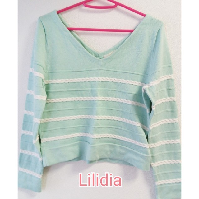 Lilidia(リリディア)のリリディア コットンニット ライムグリーン マリン レディースのトップス(ニット/セーター)の商品写真