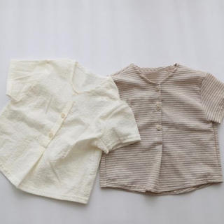 コットンリネンシャツ　80/90 韓国子供服　半袖(シャツ/カットソー)