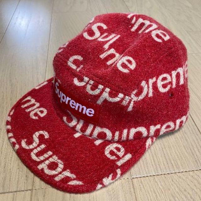 美品 SUPREME × HARRIS TWEED CAMP CAP 赤