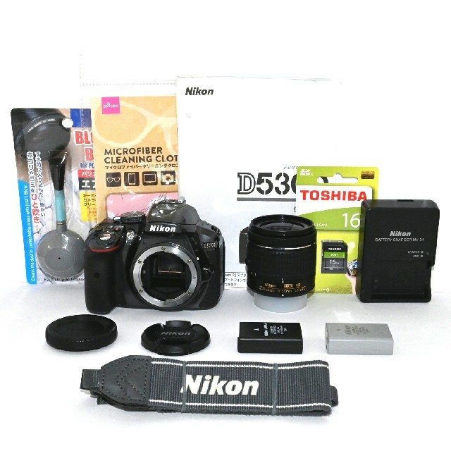 Nikon(ニコン)の【Nikon】Wi-Fi機能搭載♡新品SDカード付き♡D5300レンズキット スマホ/家電/カメラのカメラ(デジタル一眼)の商品写真