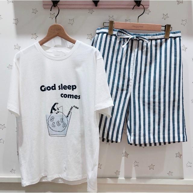 新品■プリントTシャツストライプショートパンツセット●送料無料