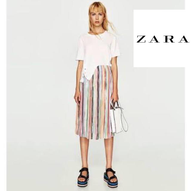 ZARA(ザラ)のZARA レインボー スカート プリーツ ザラ 美品 カラフル チュールスカート レディースのスカート(ひざ丈スカート)の商品写真