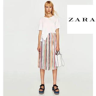 ザラ(ZARA)のZARA レインボー スカート プリーツ ザラ 美品 カラフル チュールスカート(ひざ丈スカート)
